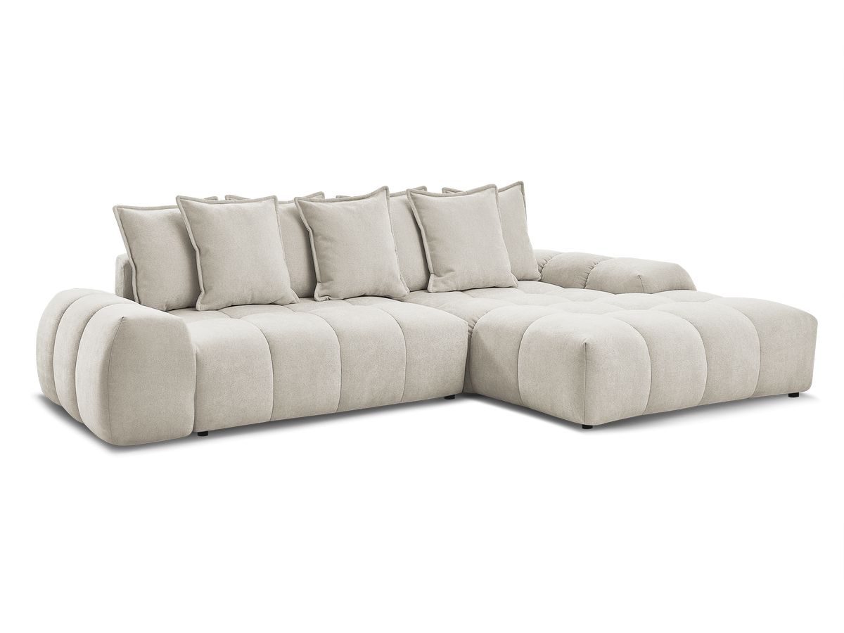 Bobochic Everest Ecksofa mit Schlaffunktion und Bettkasten 318 × 180 cm, 7 Kissen