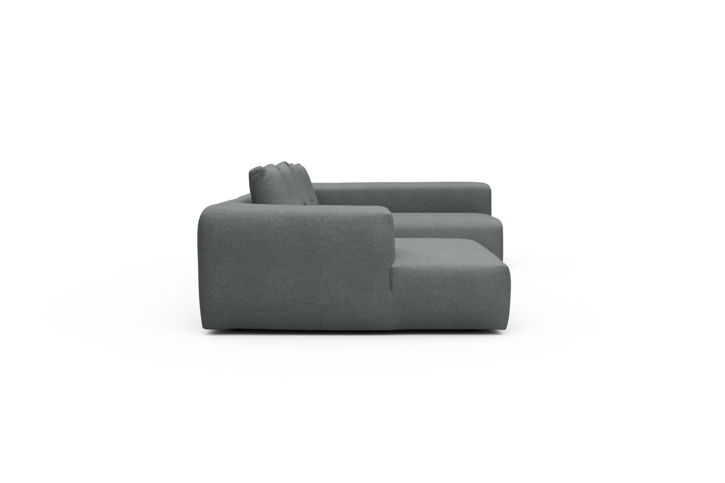 Wohnlandschaft Fred Chaiselongue links mit 2-Sitzer und lange Armlehne rechts Denari-Soft-Grey