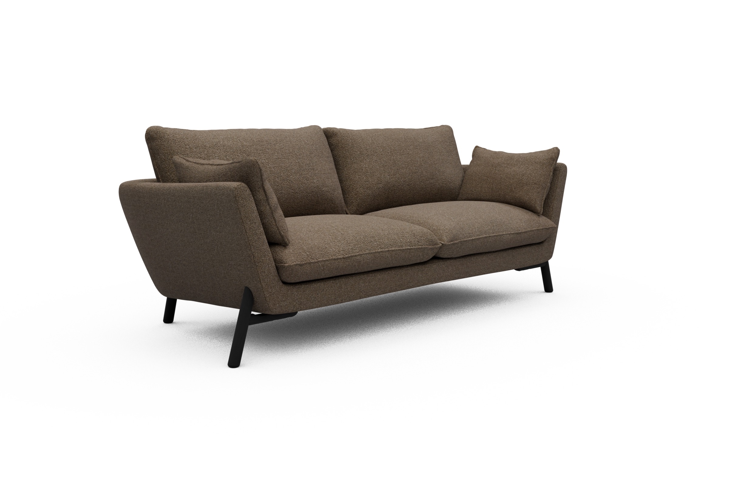 Sofa Emil 3-Sitzer Beinfarbe Eiche Schwarz Aivi-Khaki-Brown
