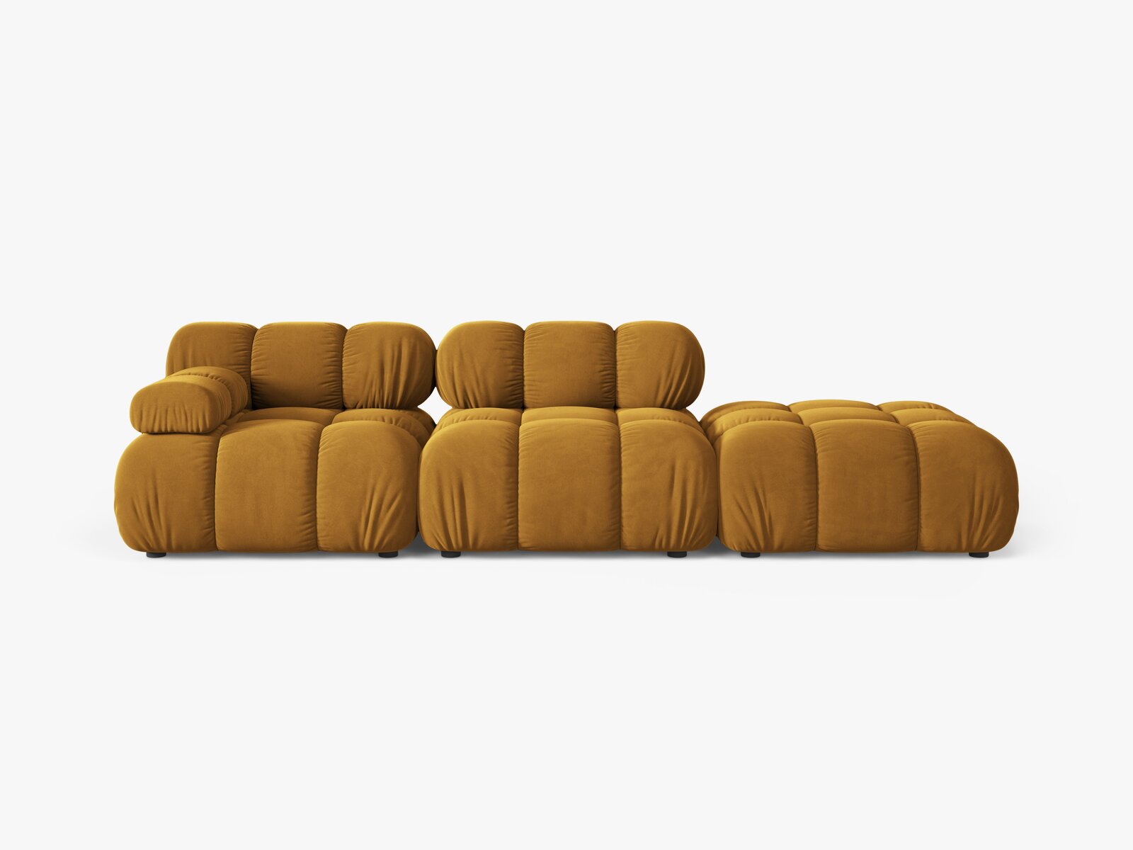 Micadoni Modulares Sofa Bellis 4-Sitzer Rechts Samt Bluvel Gelb