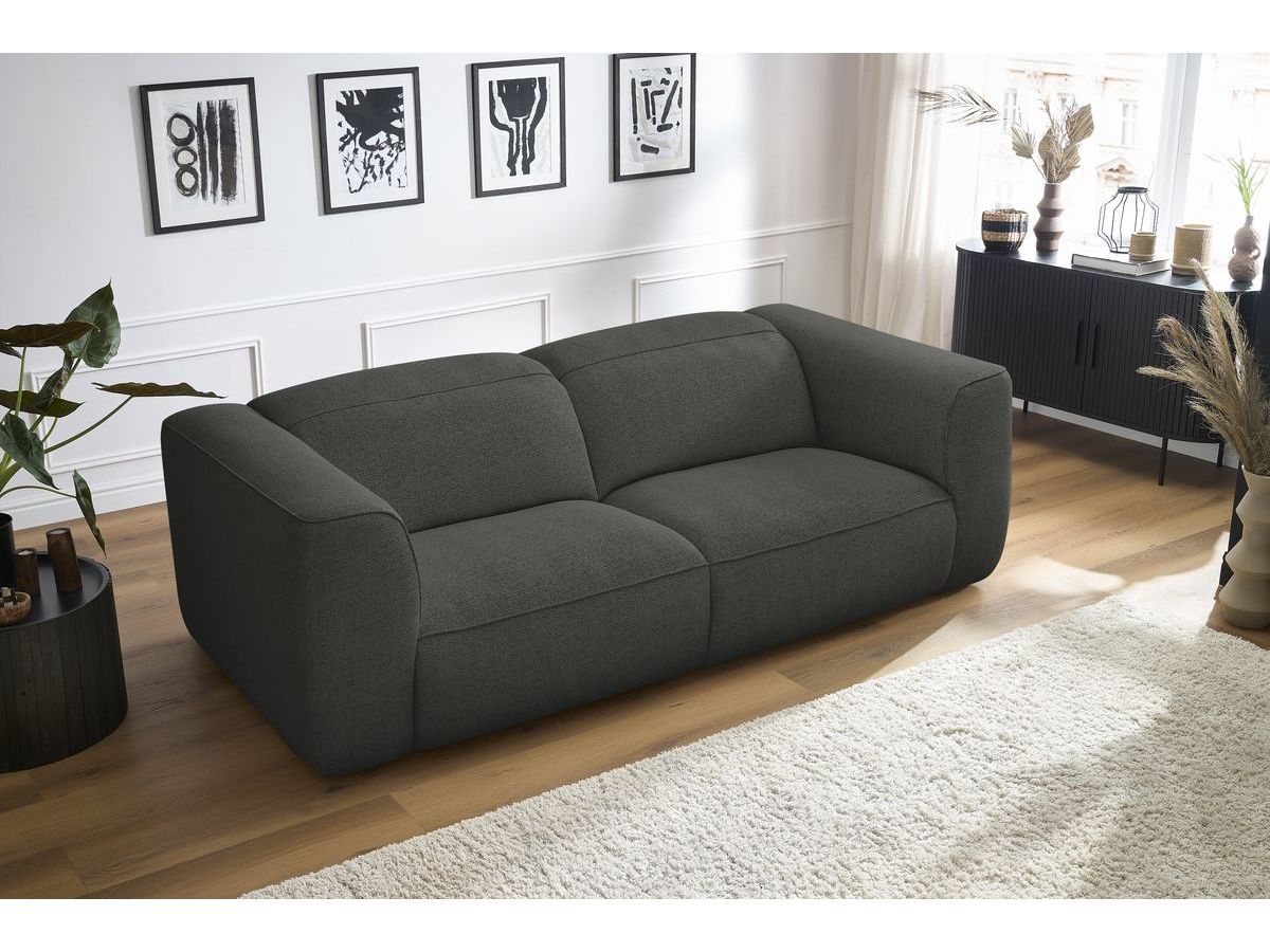 Bobochic William Sofa 3-Sitzer Melange-Stoff Dunkelgrau