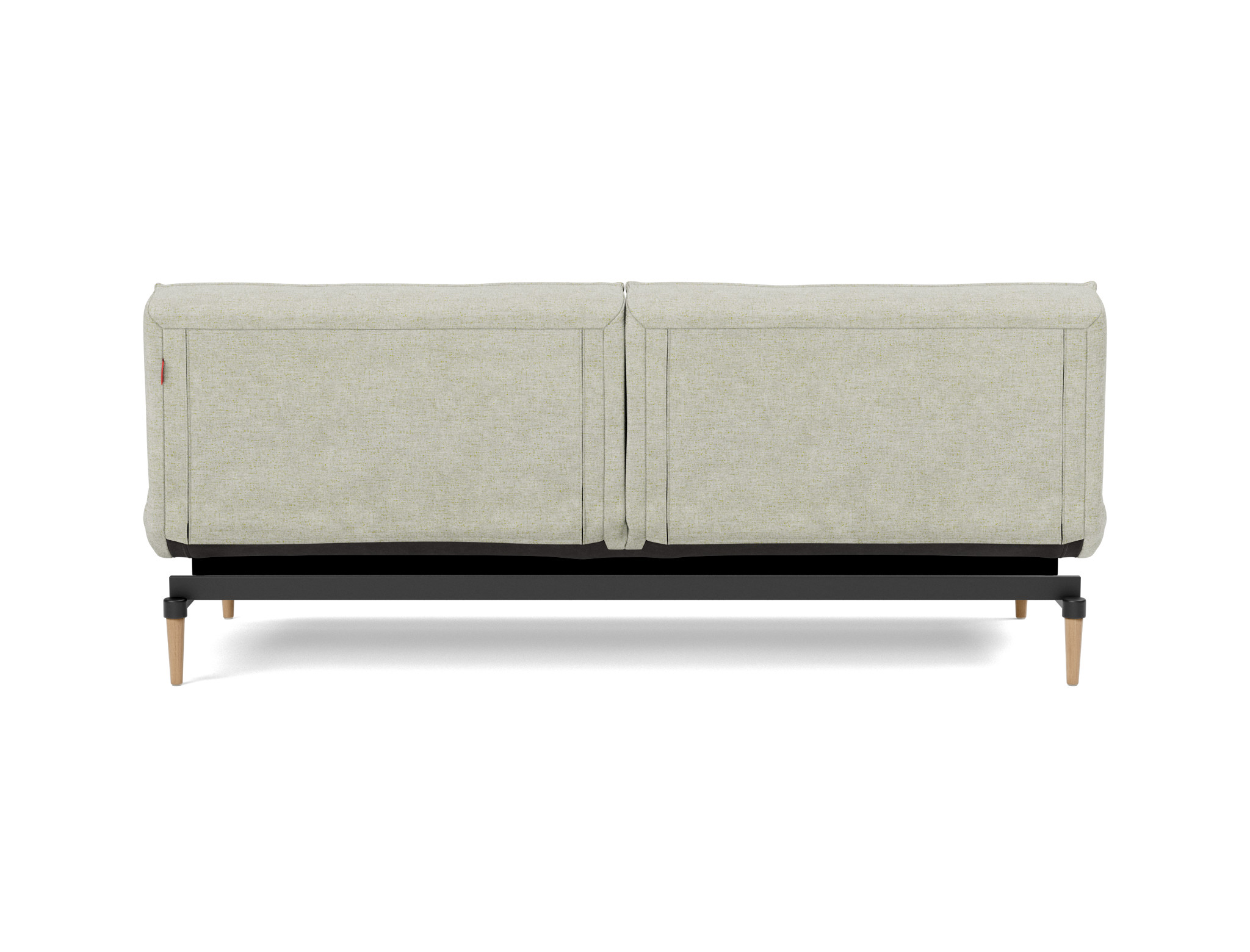 Schlafsofa Splitback Flachgewebe Avella 280-Sand Beine Styletto Eiche hell