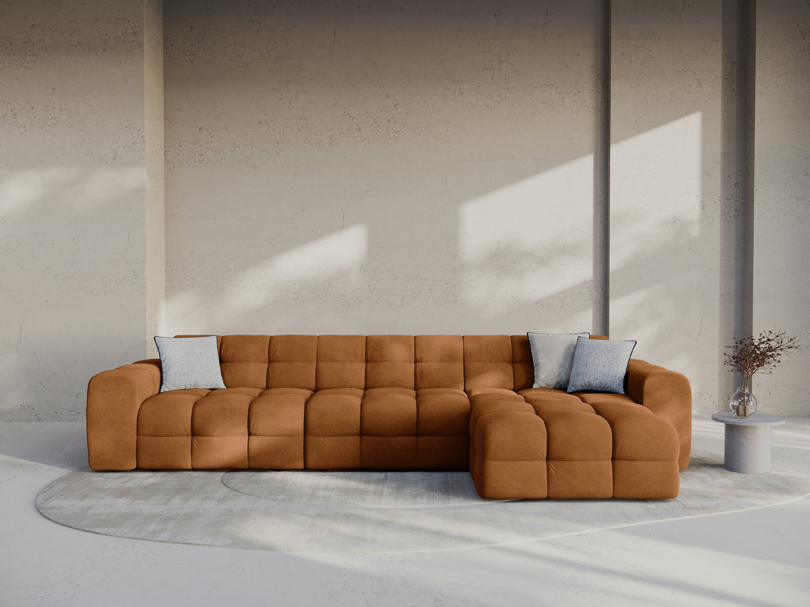 Micadoni Ecksofa Kendal 5-Sitzer Rechts Samt Kamel
