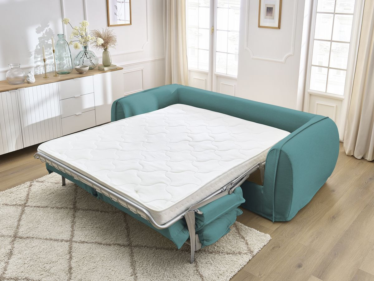 Bobochic Archimede Schlafsofa 3-Sitzer Stoff Hellblau, Liegefläche 160 × 194 cm