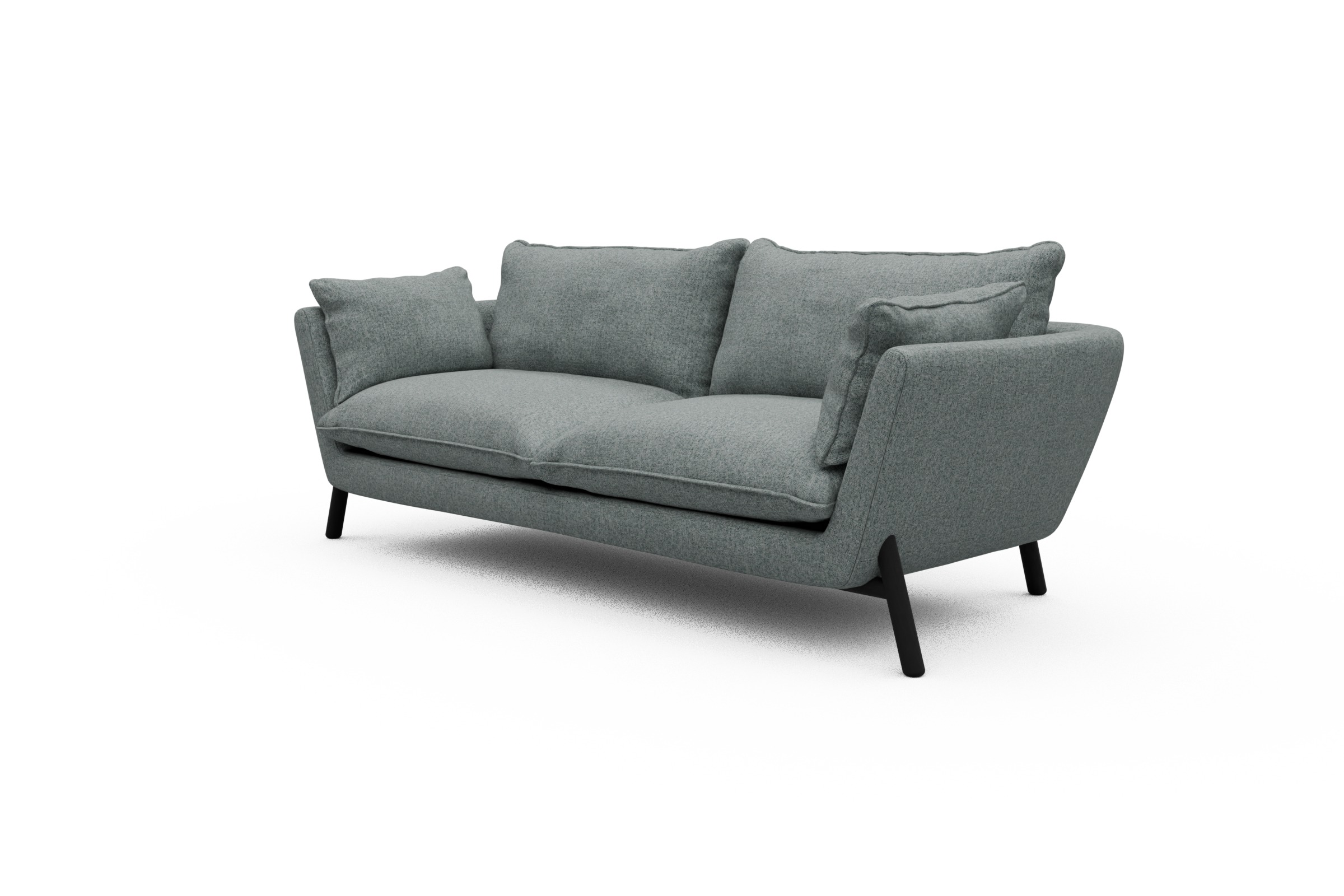 Sofa Emil PREMIUM 3-Sitzer Beinfarbe Eiche Schwarz Casone-Light-Mixed-Green
