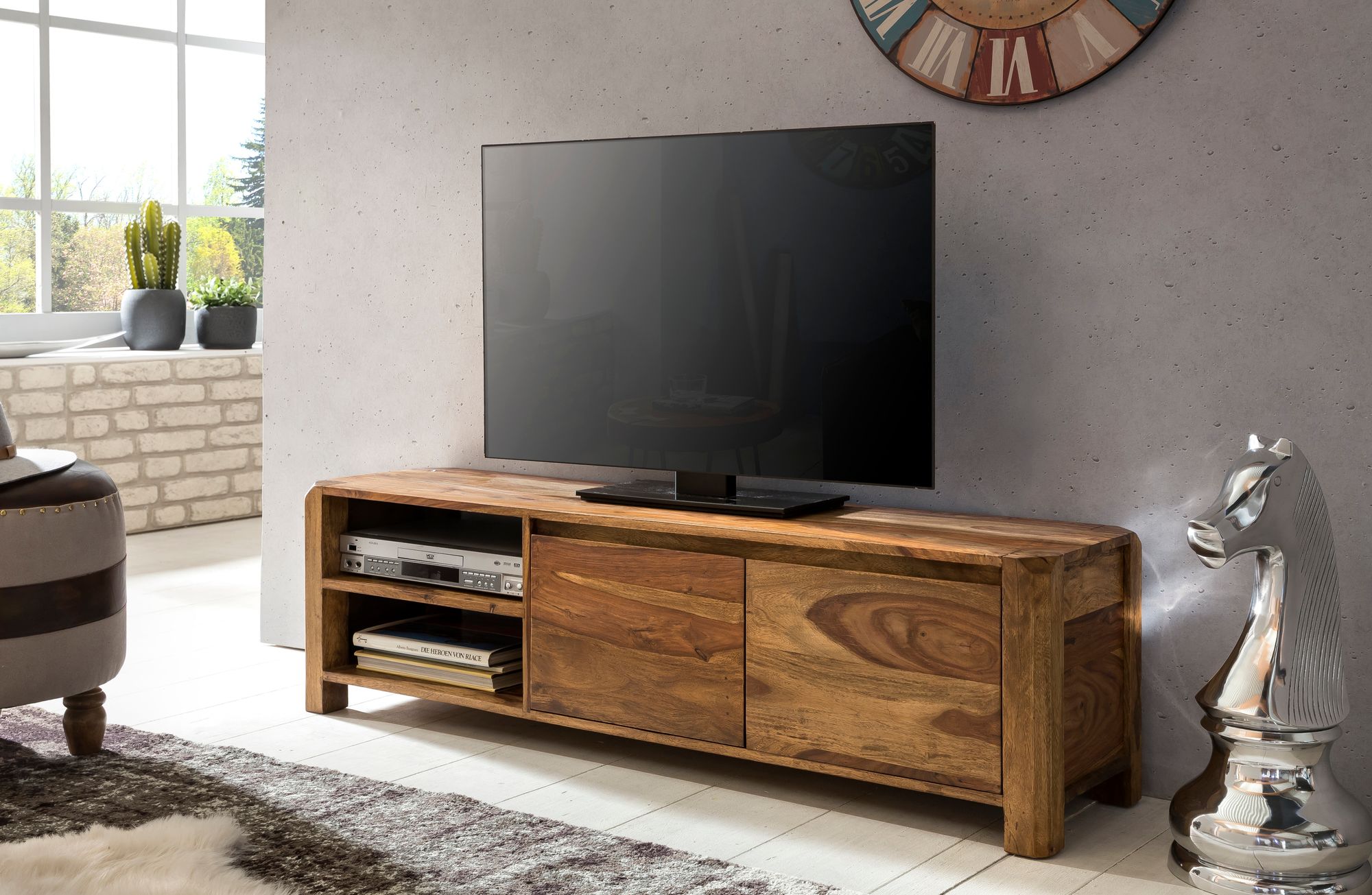 Lowboard Andenes Massivholz Dunkelbraun 140 × 35 × 40 cm