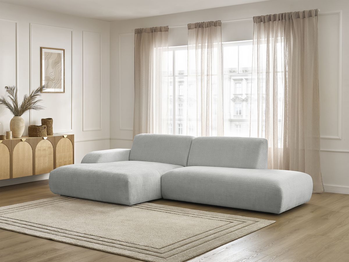 Bobochic Sirius Ecksofa 300 × 170 cm Strukturstoff Hellgrau Ecke links