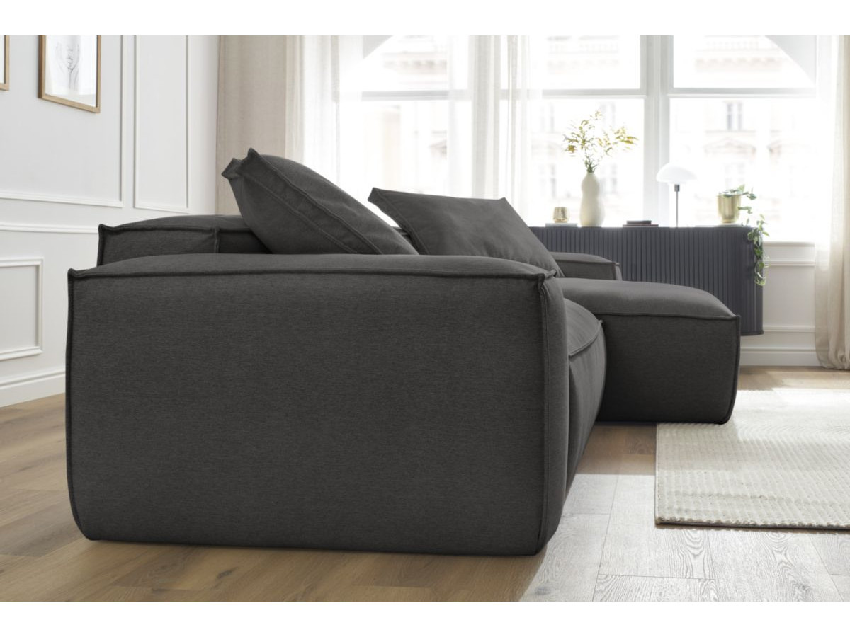 Bobochic Boheme Ecksofa, 2 Kissen Melange-Stoff Dunkelgrau