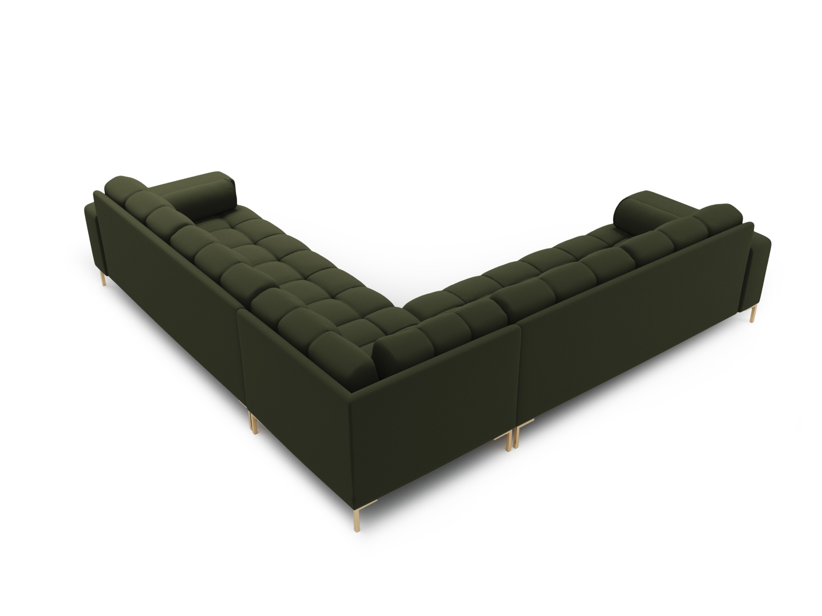 Cosmopolitan Design Symmetrisches Ecksofa Bali 6-Sitzer Strukturierter Stoff Neve Grün Beine Gold