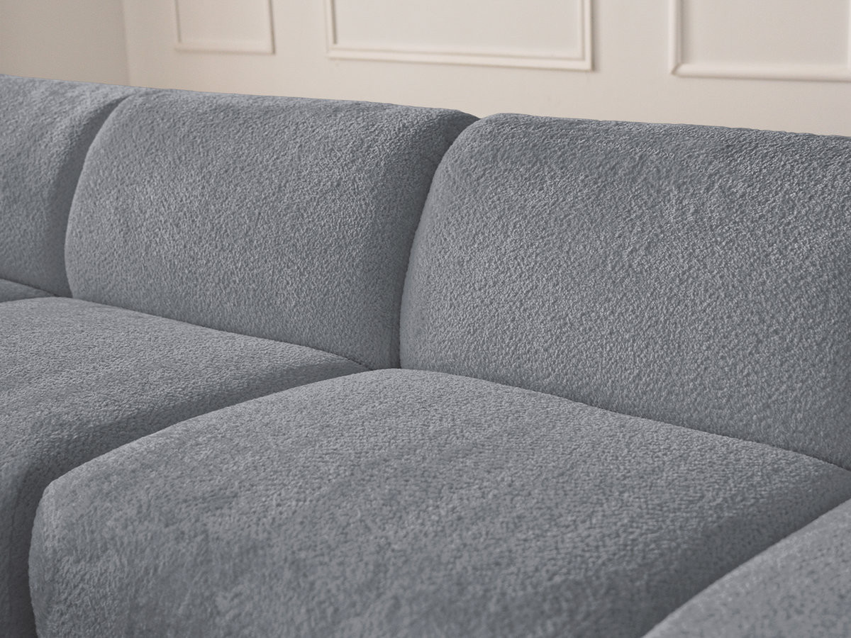 Bobochic Anda Ecksofa mit Pouf 292 × 163 cm Chenille Grau Ecke links