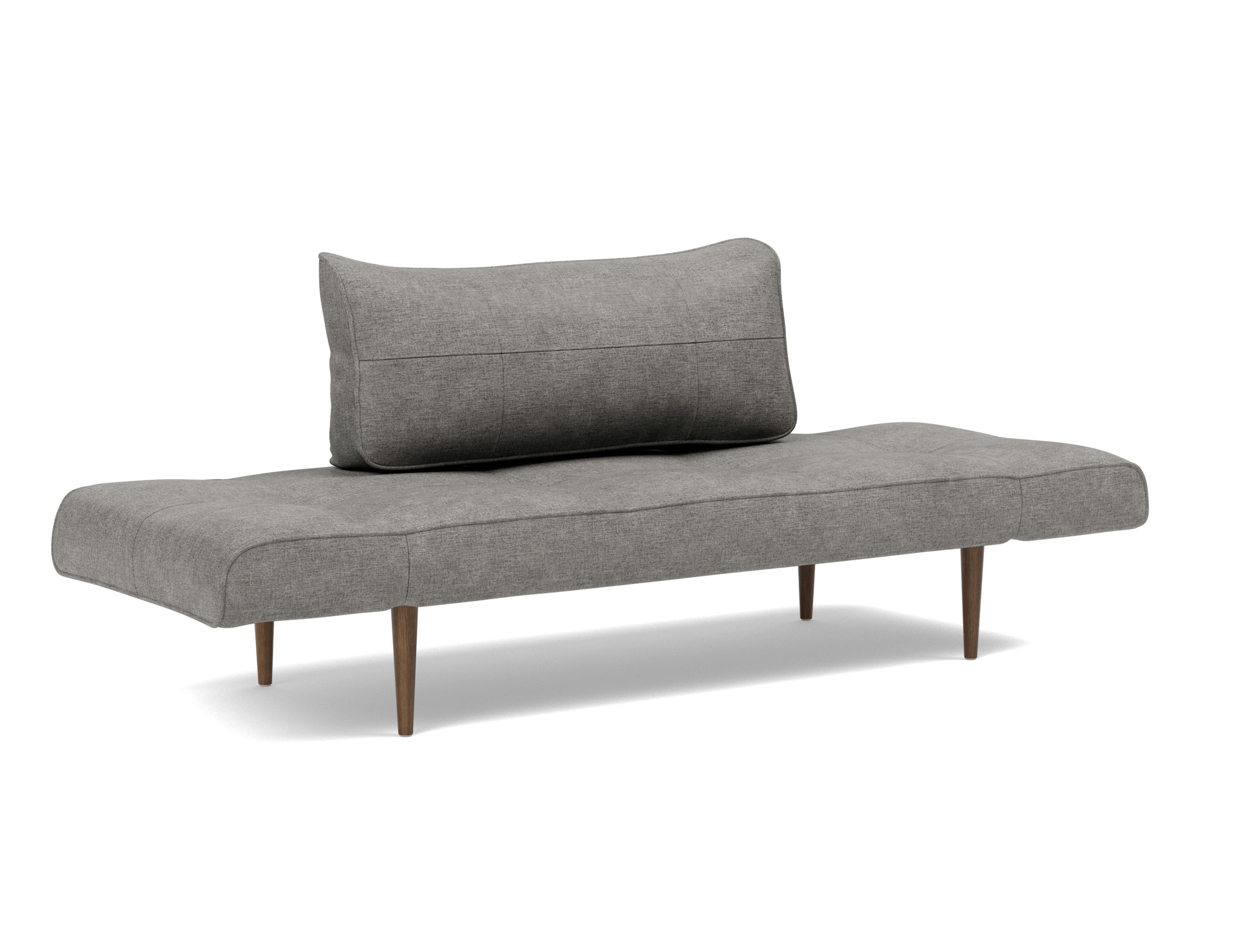 Tagesbett Zeal Flachgewebe Avella 282-Warm-Grey Beine Styletto Eiche dunkel