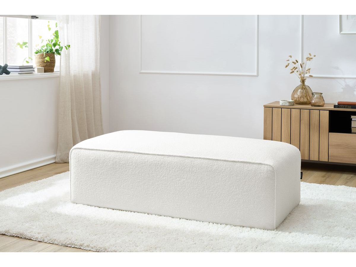Bobochic Megeve Pouf Bouclé-Stoff Weiß