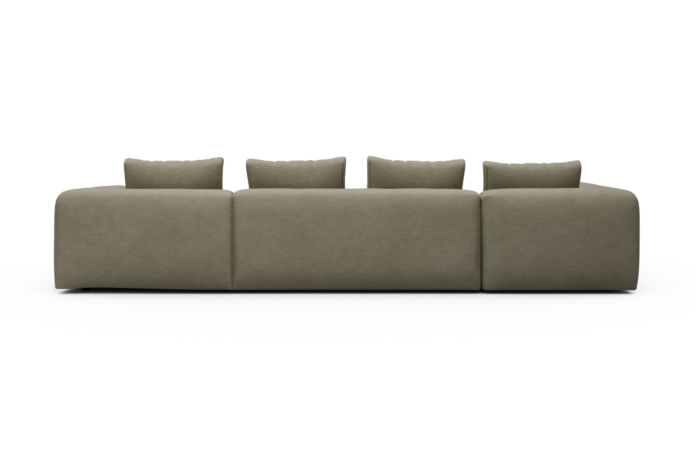 Wohnlandschaft Fred Chaiselongue rechts mit 2-Sitzer und lange Armlehne links Vivus-Dusty-Sand