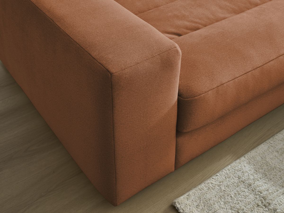 Bobochic Sierra Ecksofa mit Pouf Samt Orange Ecke rechts