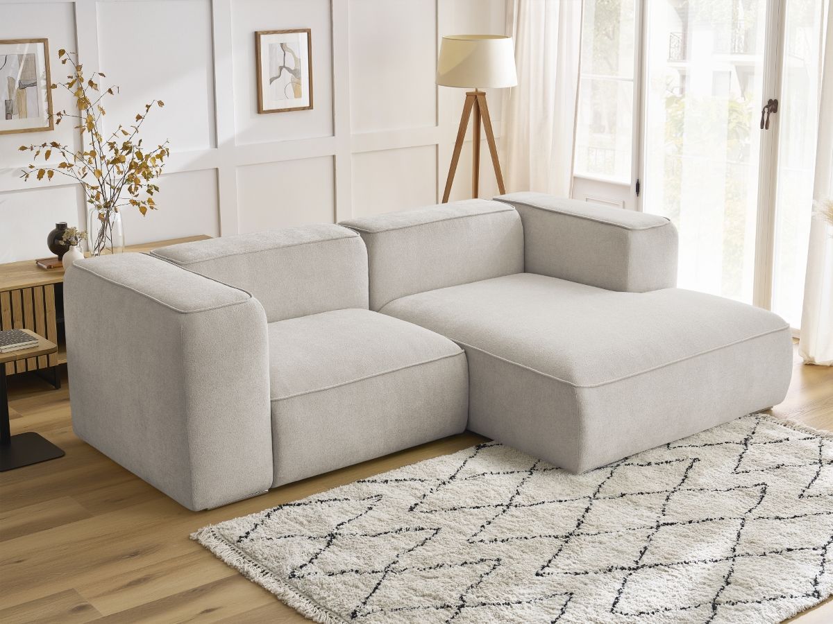 Bobochic Zephyr Ecksofa 260 × 165 cm Strukturstoff Beige Ecke rechts