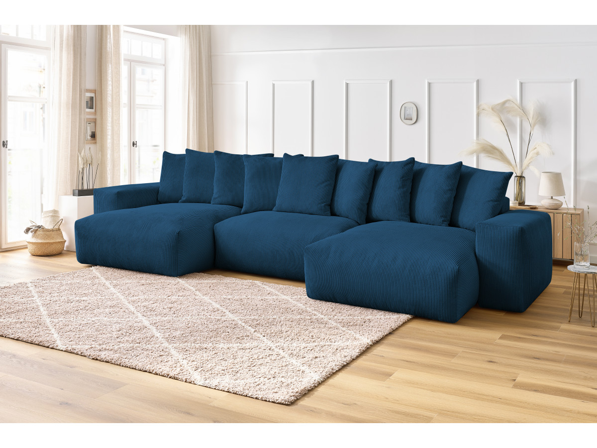 Bobochic Voltaire Wohnlandschaft 420 × 174 cm Cordsamt Dunkelblau