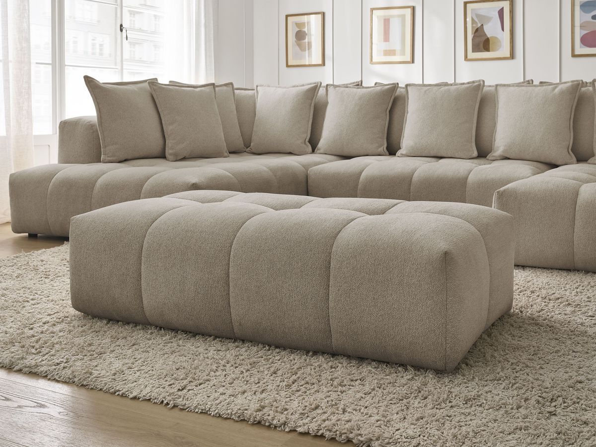 Bobochic Everest Wohnlandschaft mit Pouf, 14 Kissen Melange-Stoff Taupe Ecke rechts
