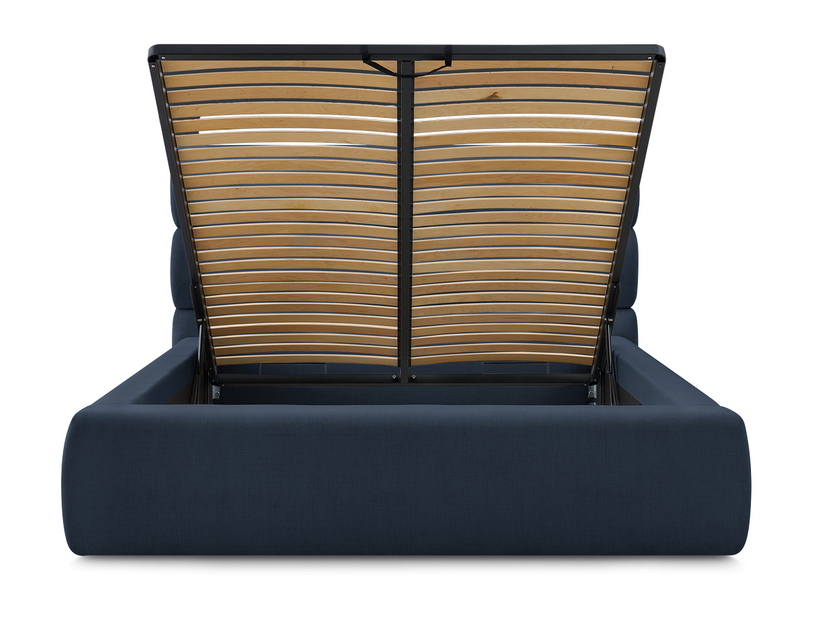 Bobochic Jagna Polsterbett mit Bettkasten Stoff Dunkelblau, Liegefläche 180 × 200 cm