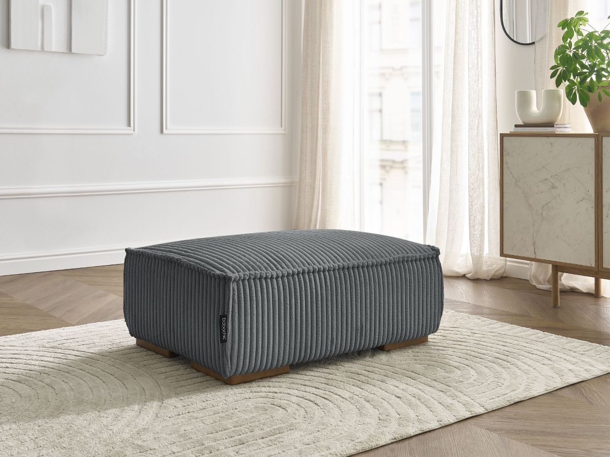 Bobochic Chelsea Pouf Breitcord weich Dunkelgrau