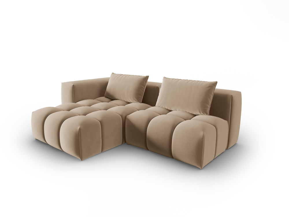 Cosmopolitan Design Ecksofa Verona 3-Sitzer offen Samt Casino Mandelbeige Links