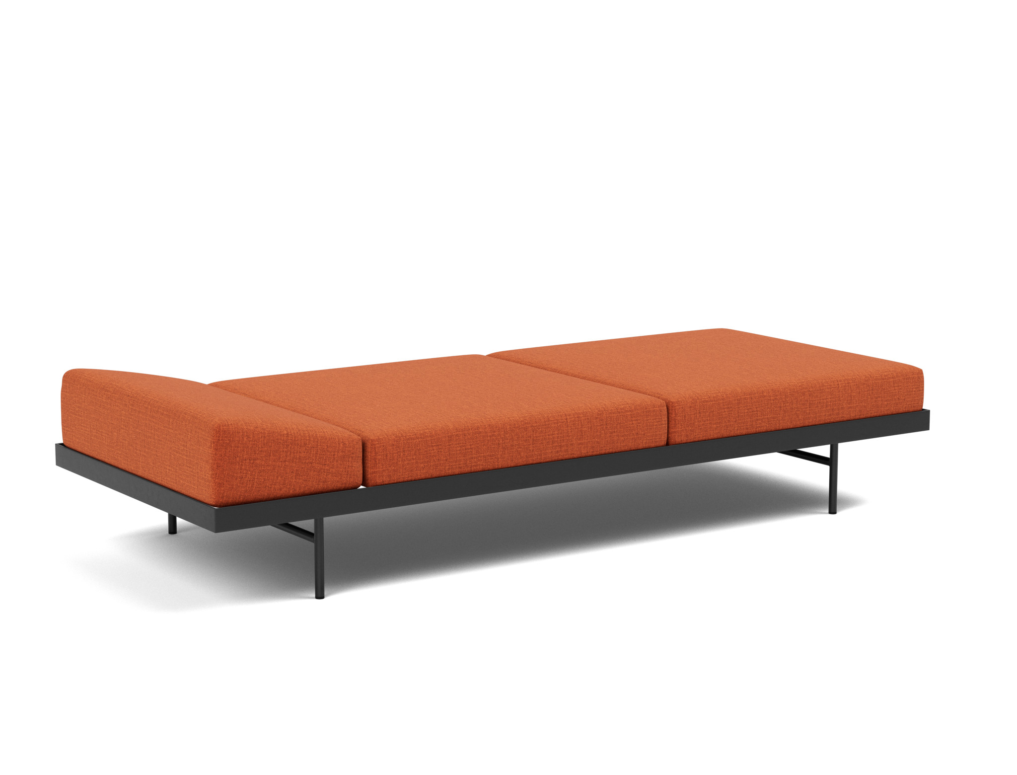 Tagesbett Puri Chenille Esina 412-Rust-Orange Beine mit Nussbaumtisch