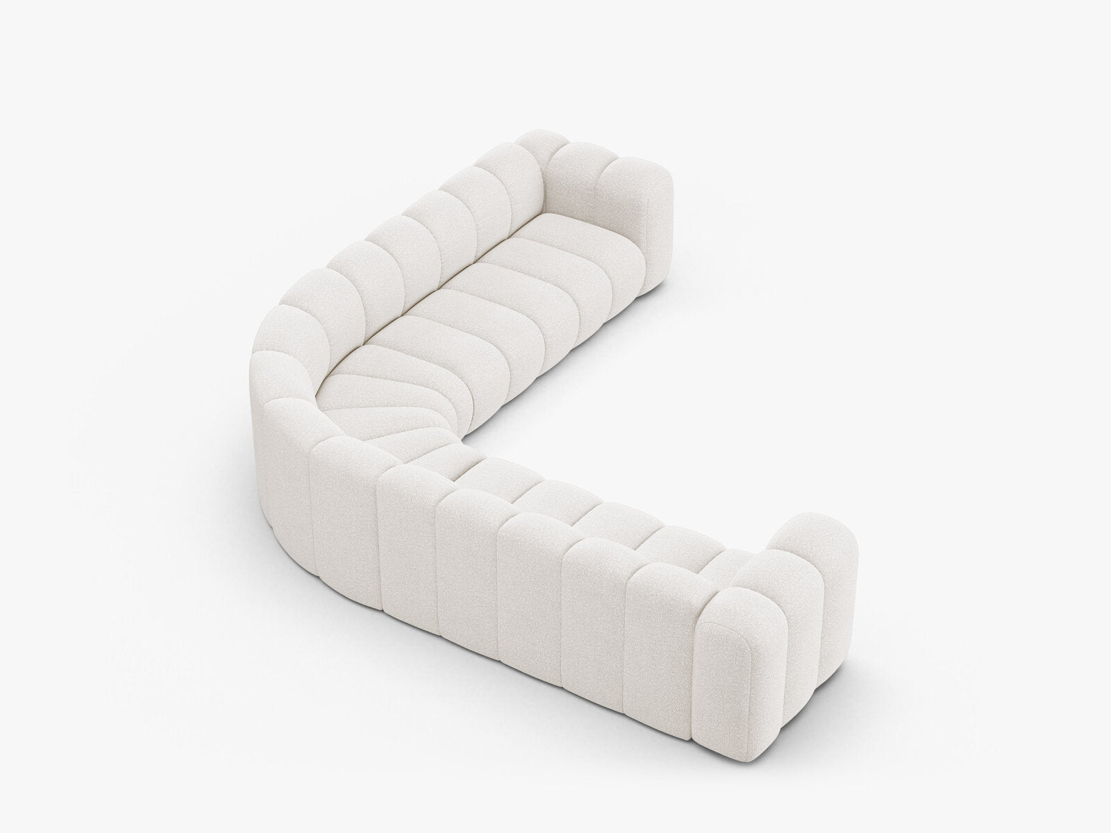 Micadoni symmetrisches Ecksofa Lupine 5-Sitzer  Boucle Baloo Weiß