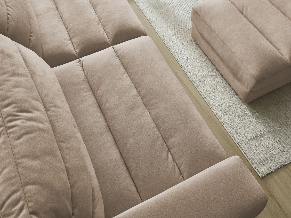 Bobochic Sierra Sofa 4-Sitzer mit Pouf Samt Taupe