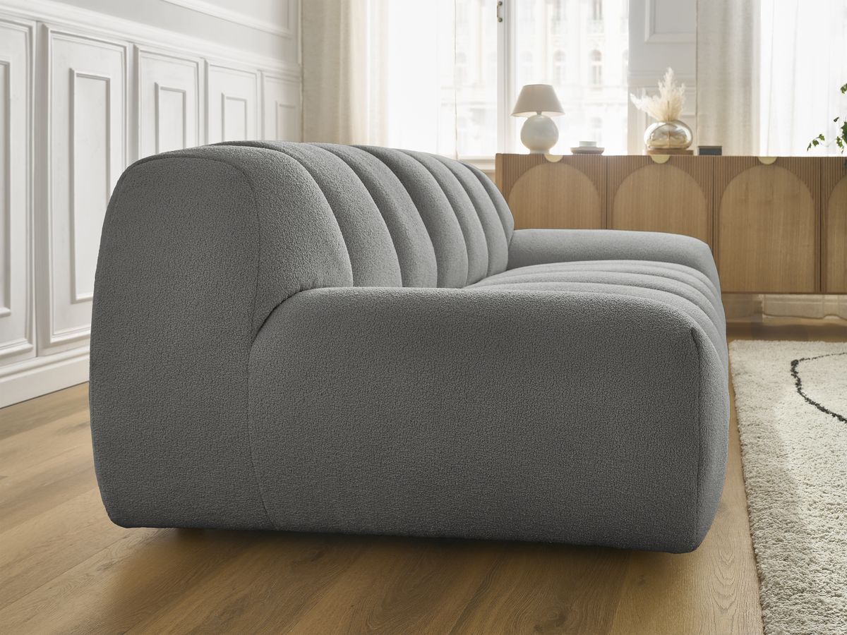 Bobochic Hayden Sofa 2-Sitzer Bouclé-Stoff Dunkelgrau