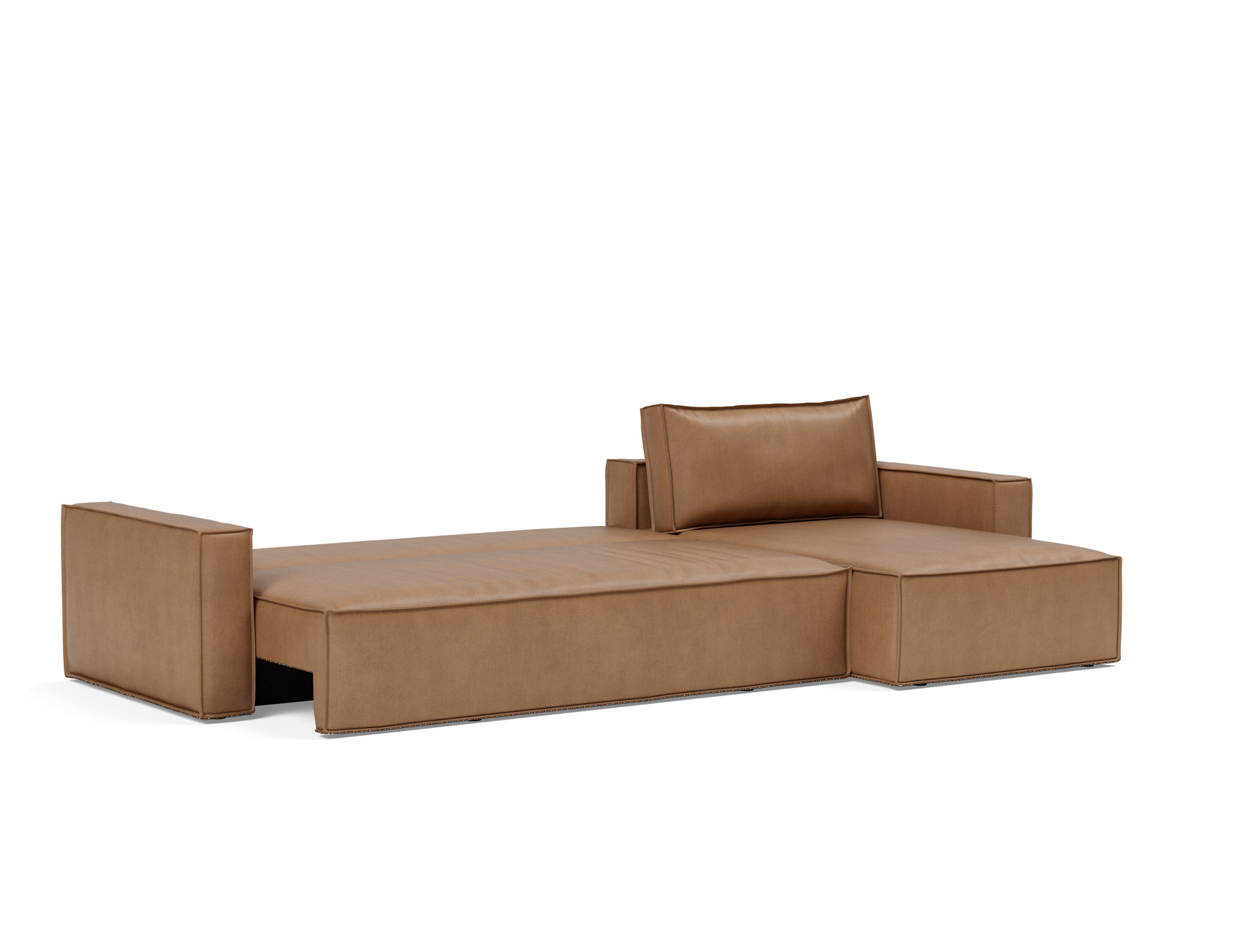 Schlafsofa Newilla mit Chaiselongue Lederoptik Faunal 551-Brown