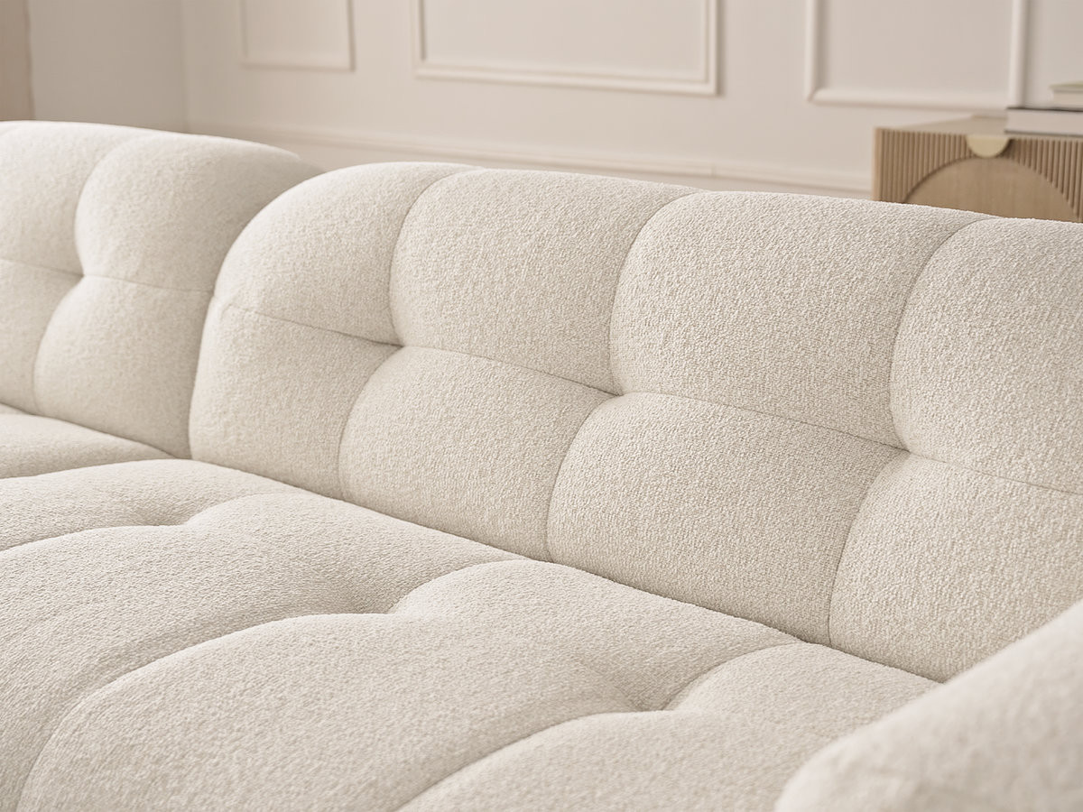 Bobochic Laura Ecksofa mit kleinem Pouf Melange-Stoff Beige Ecke links