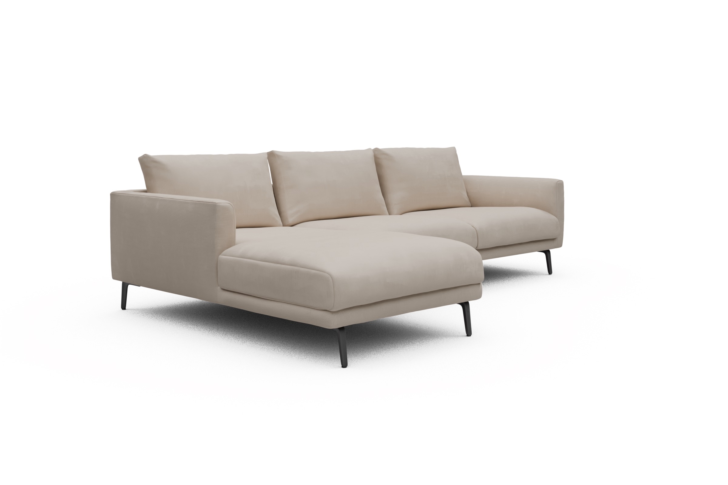 Ecksofa Karl Chaiselongue links mit 2,5-Sitzer Cordufine-Off-White