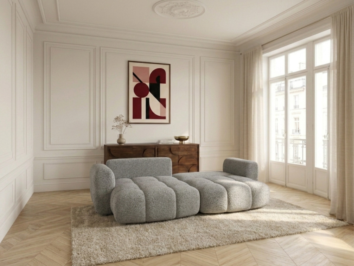 Bobochic Madison Ecksofa mit Schlaffunktion und Bettkasten Stoff Taupe