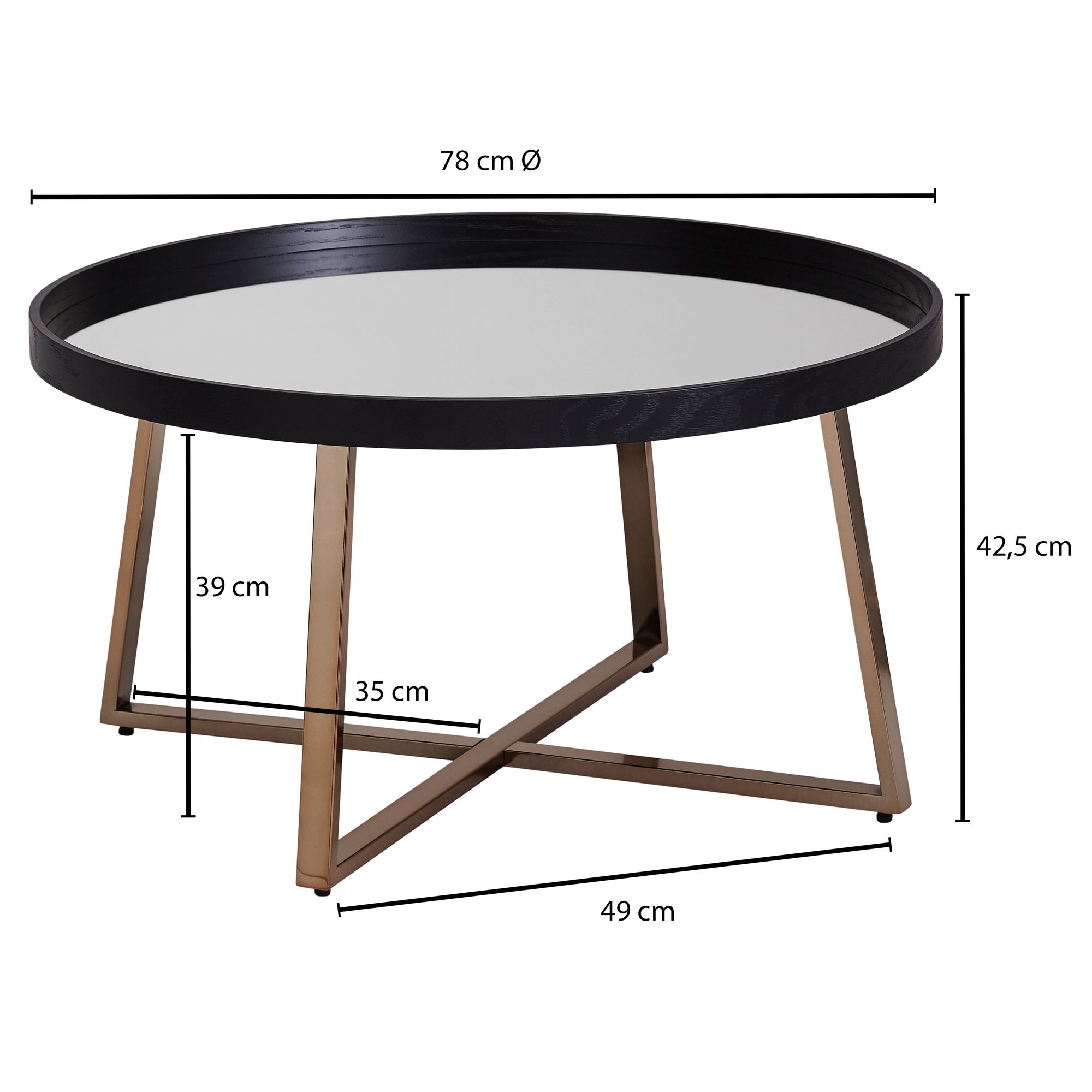 Couchtisch Ryomgaard Glas Schwarz Ø 78 cm