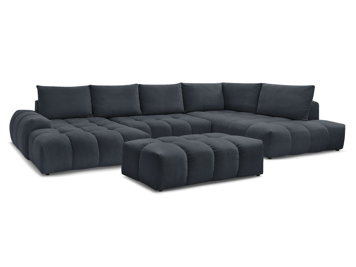 Bobochic Everest Wohnlandschaft mit Pouf, 6 Kissen Strukturstoff Dunkelblau Ecke links