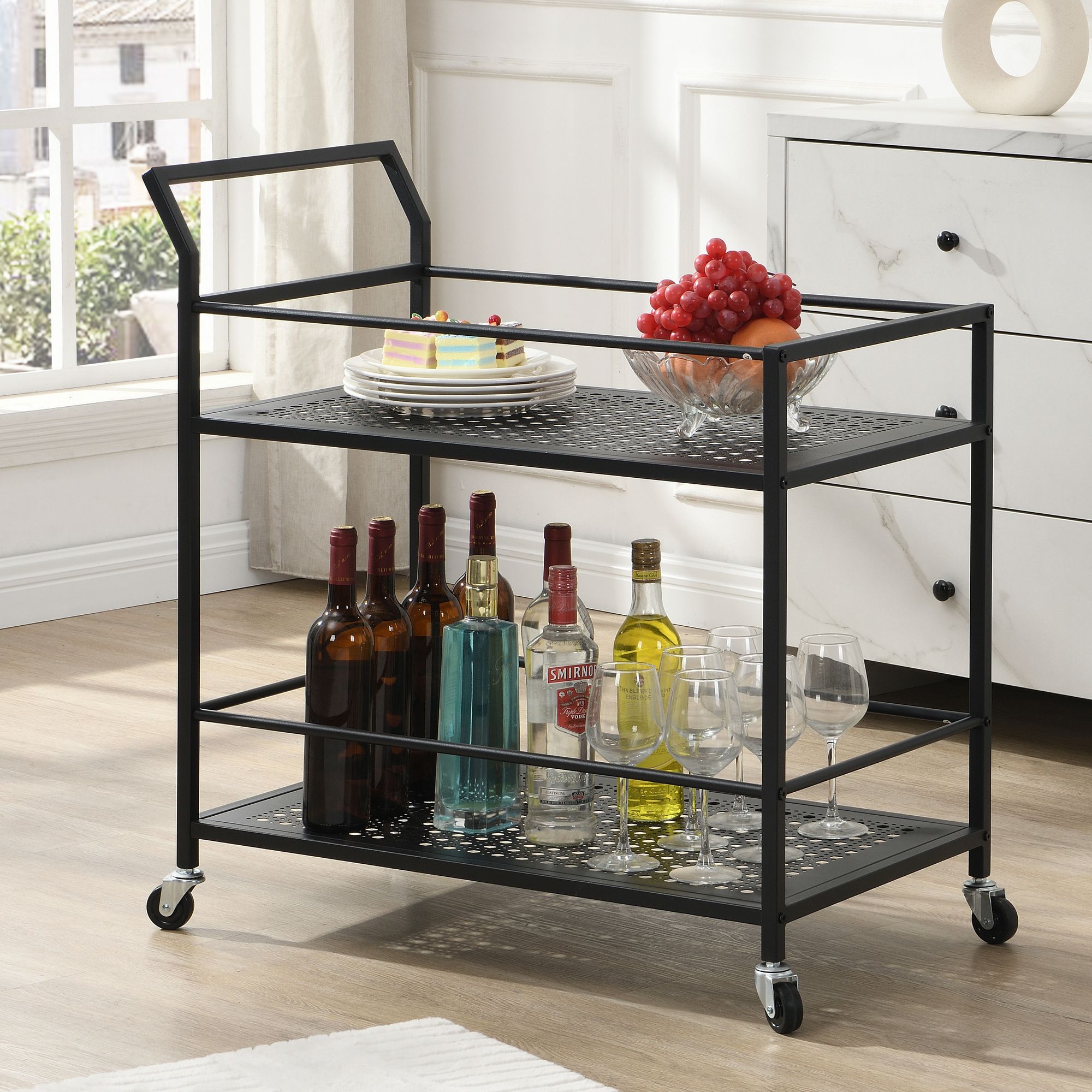 Servierwagen Innvik Metall Schwarz 79 × 45 × 83 cm