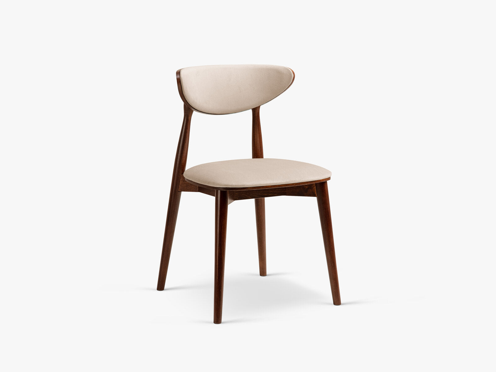 Micadoni Stuhl Rina Samt Magic Velvet Mandelbeige Nussbaum