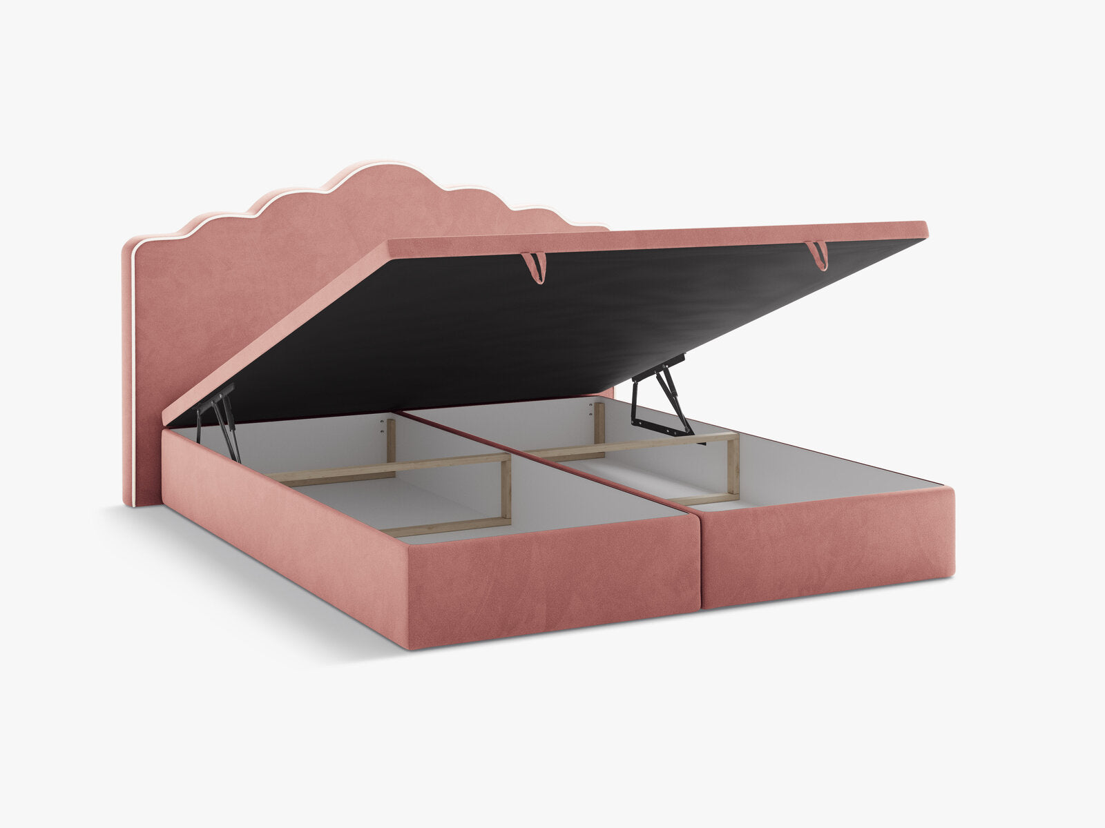 Micadoni Dream Boxspringbett mit Bettkasten und Kopfteil Samt Magic Velvet Elfenbein / Rosa 200x200