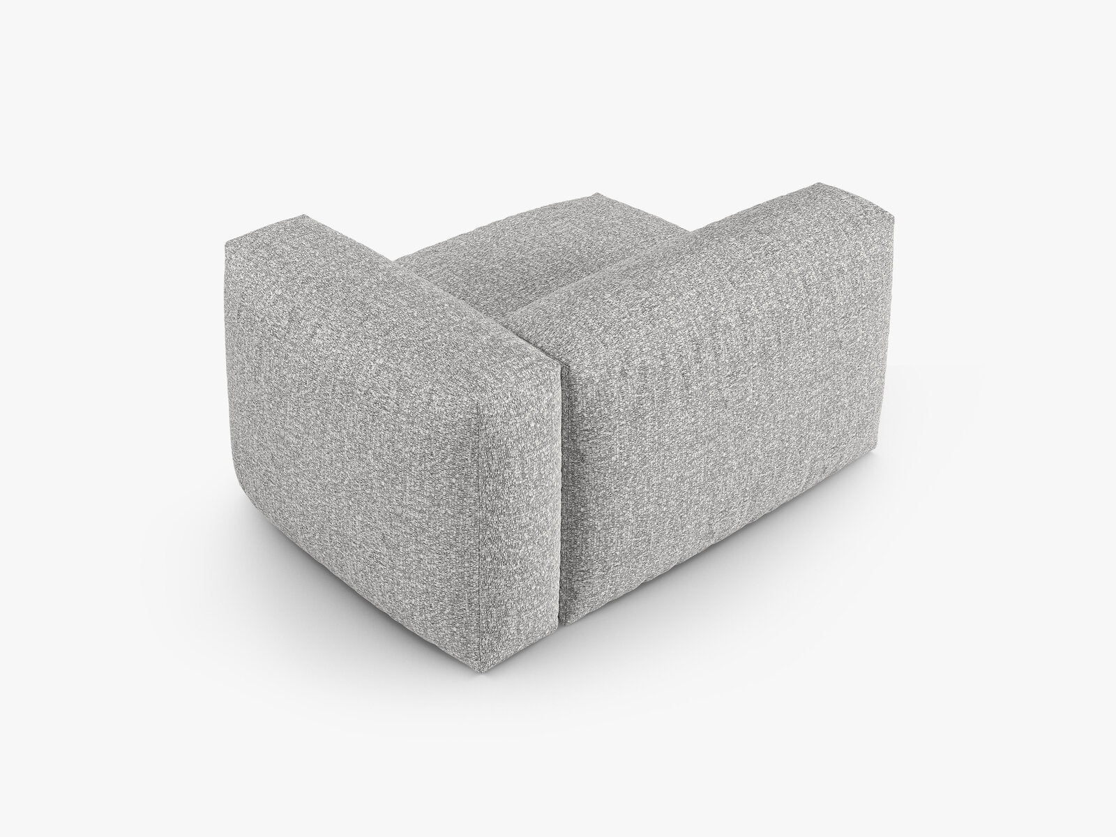 Micadoni Eckmodul mit Armlehne Martina 1-Sitzer 90cm Sitztiefe Rechts Boucle Monet Silber