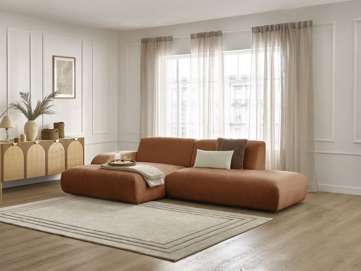 Bobochic Sirius Ecksofa 300 × 170 cm Strukturstoff Orange Ecke links