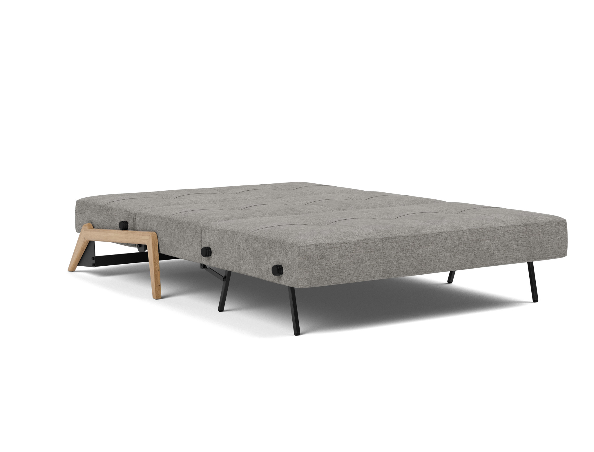 Schlafsofa Cubed 140 Flachgewebe Avella 282-Warm-Grey Beine Eiche