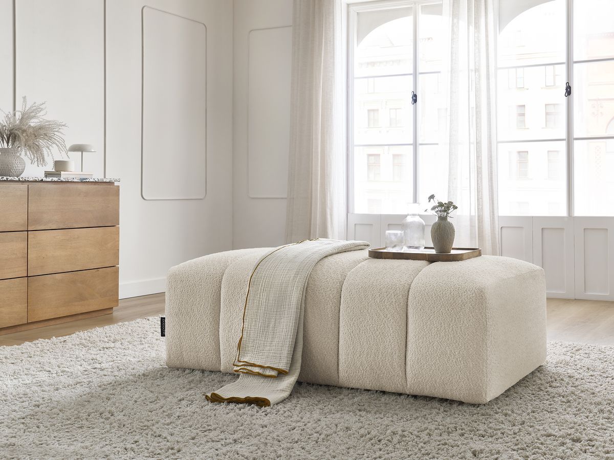Bobochic Annecy Pouf Bouclé-Stoff Beige