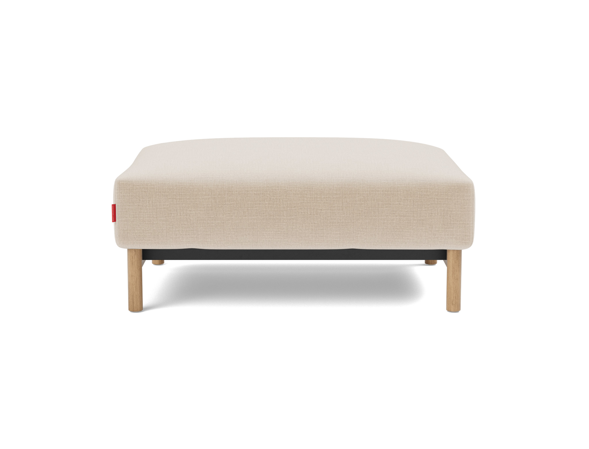 Hocker Malloy Chenille Esina 410-Almond-Beige Beine Eiche