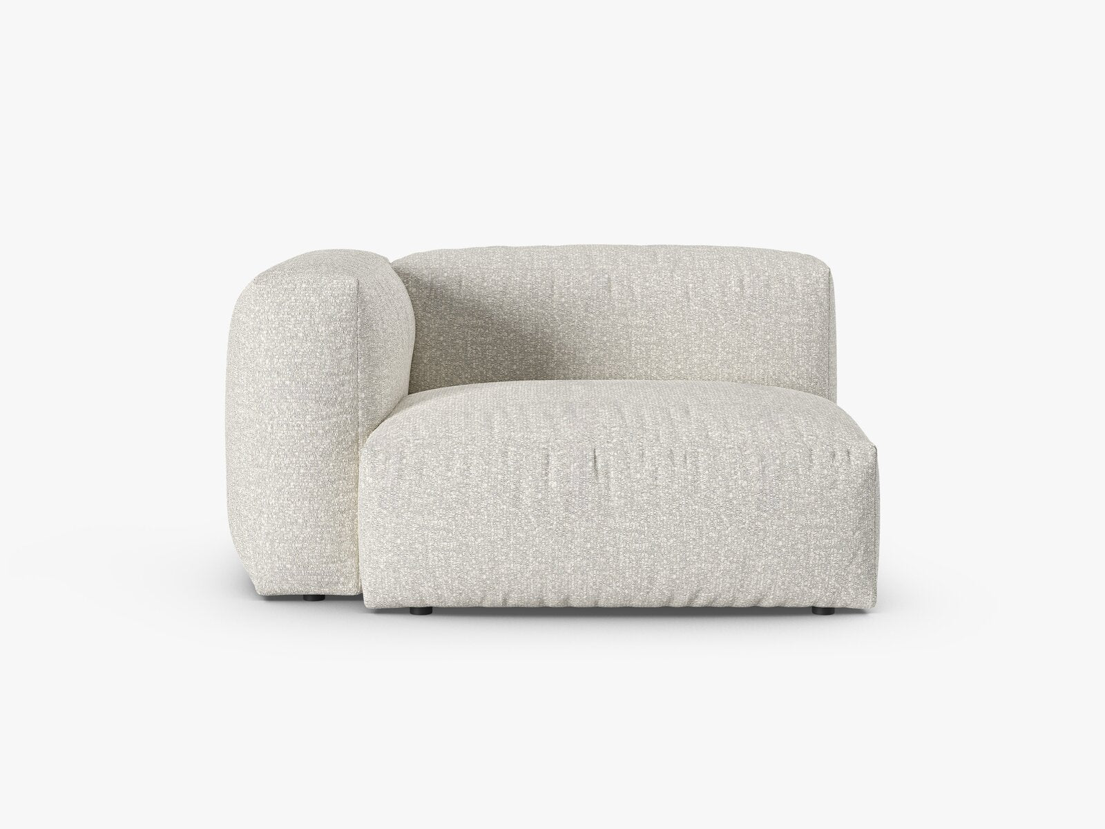 Micadoni Eckmodul mit Armlehne Martina 1-Sitzer 90cm Sitztiefe Links Boucle Monet Grau Beige Melange
