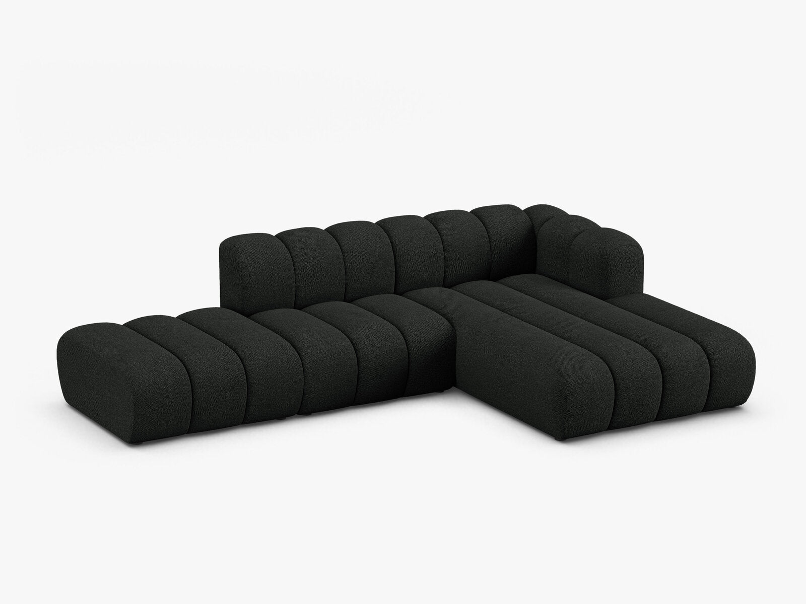Micadoni Modulares Ecksofa offen Lupine 5-Sitzer Rechts Boucle Baloo Schwarz