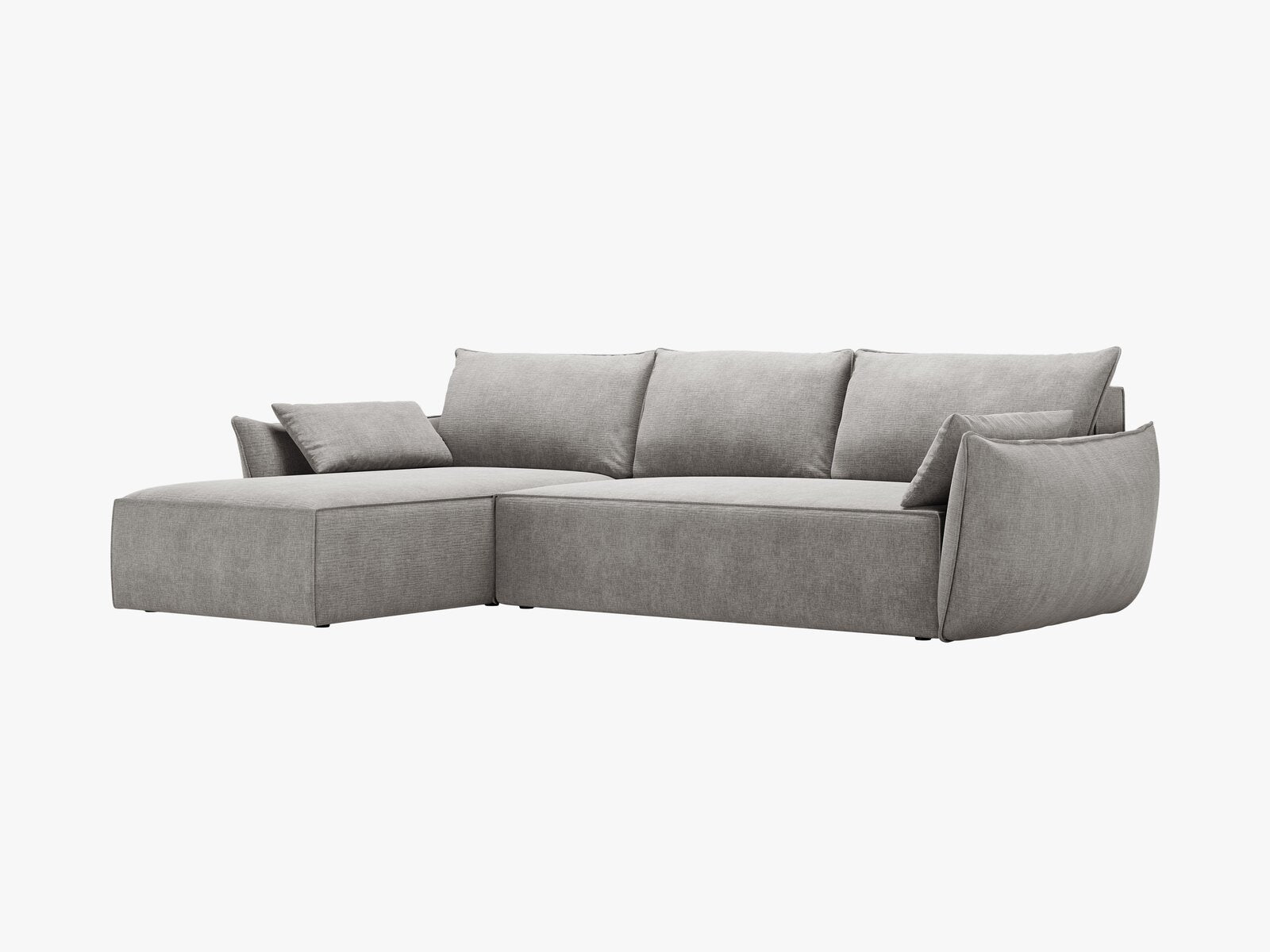 Micadoni Kaelle Ecksofa 4-Sitzer mit Schlaffunktion Rechts Chenille Over The Horizon Hellgrau