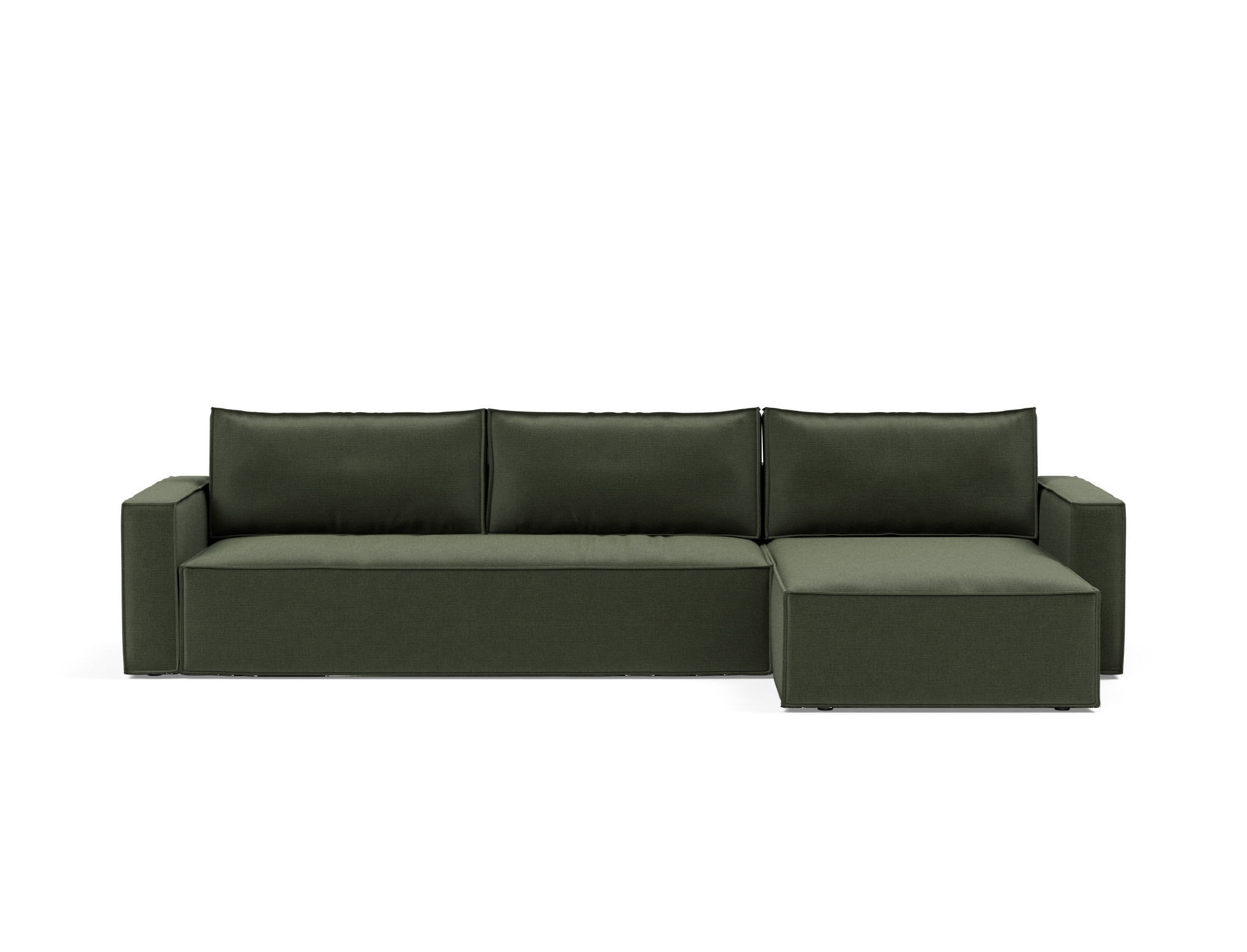 Schlafsofa Newilla mit Chaiselongue Chenille Esina 413-Olive-Green