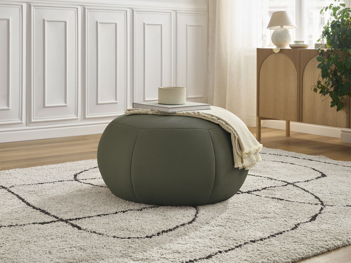 Bobochic Hayden Pouf, rund Mesh-Stoff Grün, 76 cm