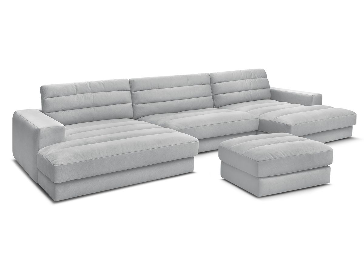 Bobochic Sierra Wohnlandschaft mit Pouf Samt Hellgrau