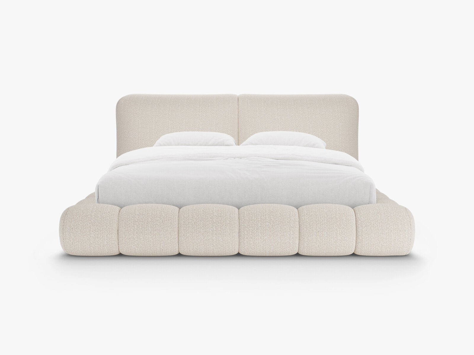 Micadoni Stauraumbett mit Kopfteil Solange Chenille Silencio Helles Beige 200x200