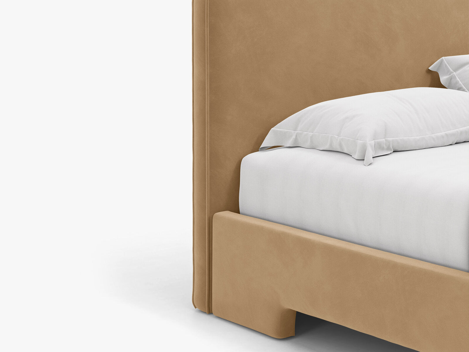 Micadoni Eda Bett mit Kopfteil Samt Casino Mandelbeige 140x200